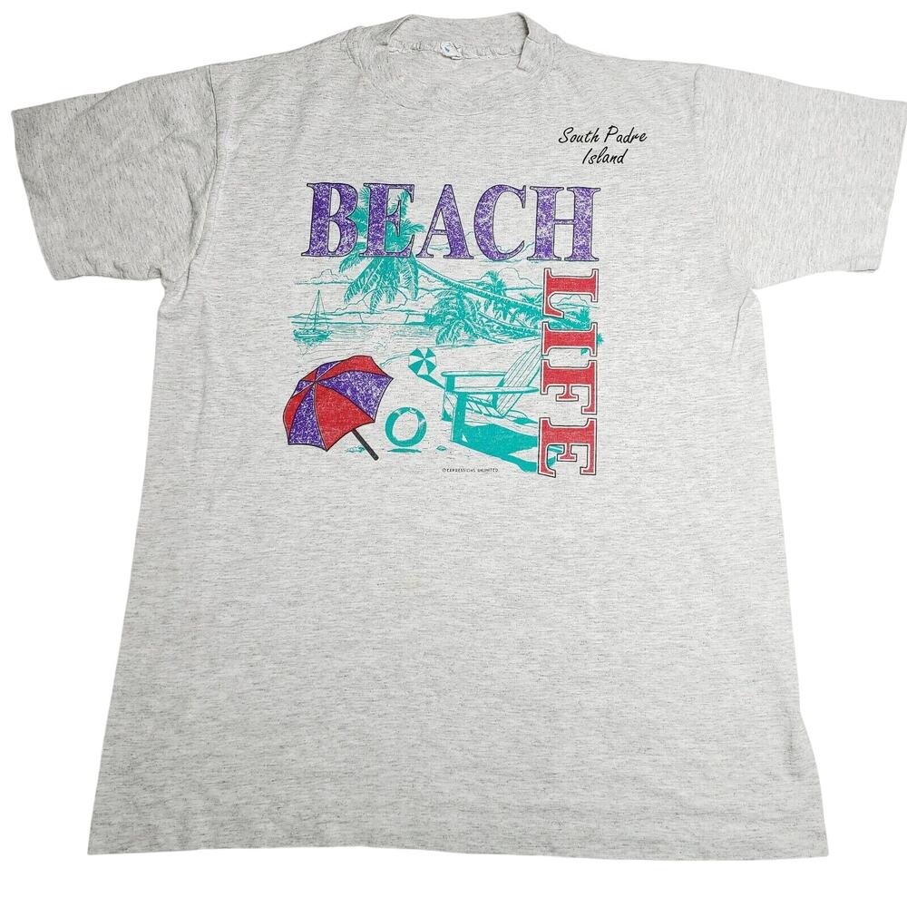 Vintage 90's San Padre Island Texas "Beach Life" Men's T-Shirt Size Large USA